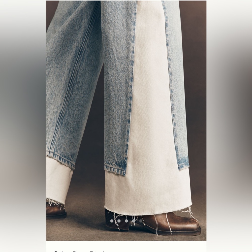 MOTHER Nacho Double Dip High Rise Wide Leg Jeans Deep Fried Color - Picture 4 of 13